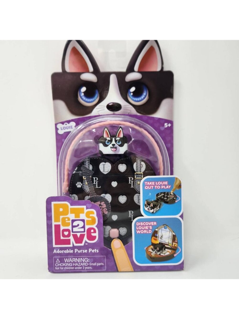 Pets 2 Love Louie the Dog Toy Pet with Heart-Shaped Animal Purse, Sealed